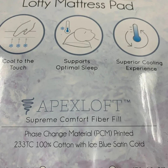Allied‎ Home Lofty Mattress Pad Apex Cooling Comfort Mattress Pad Size Full NWT - Picture 4 of 9